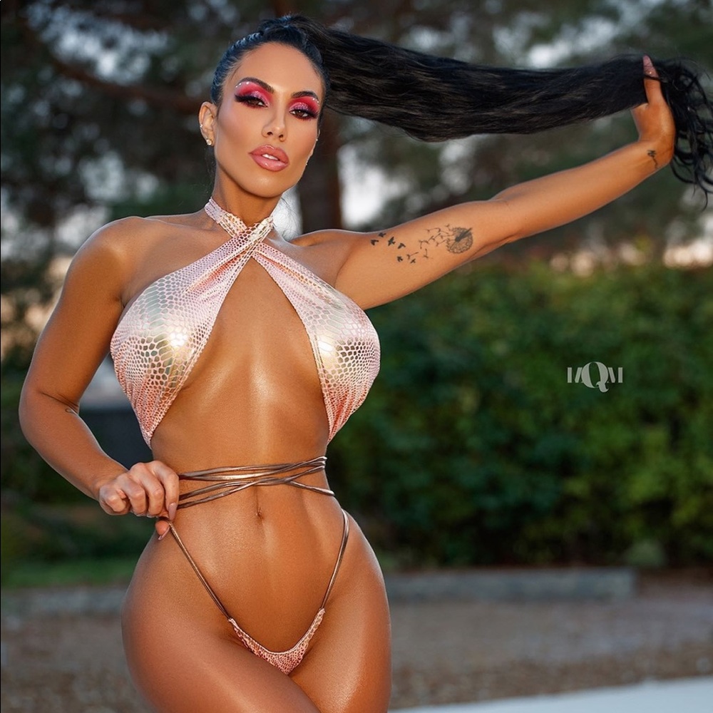 Peach and gold bikini